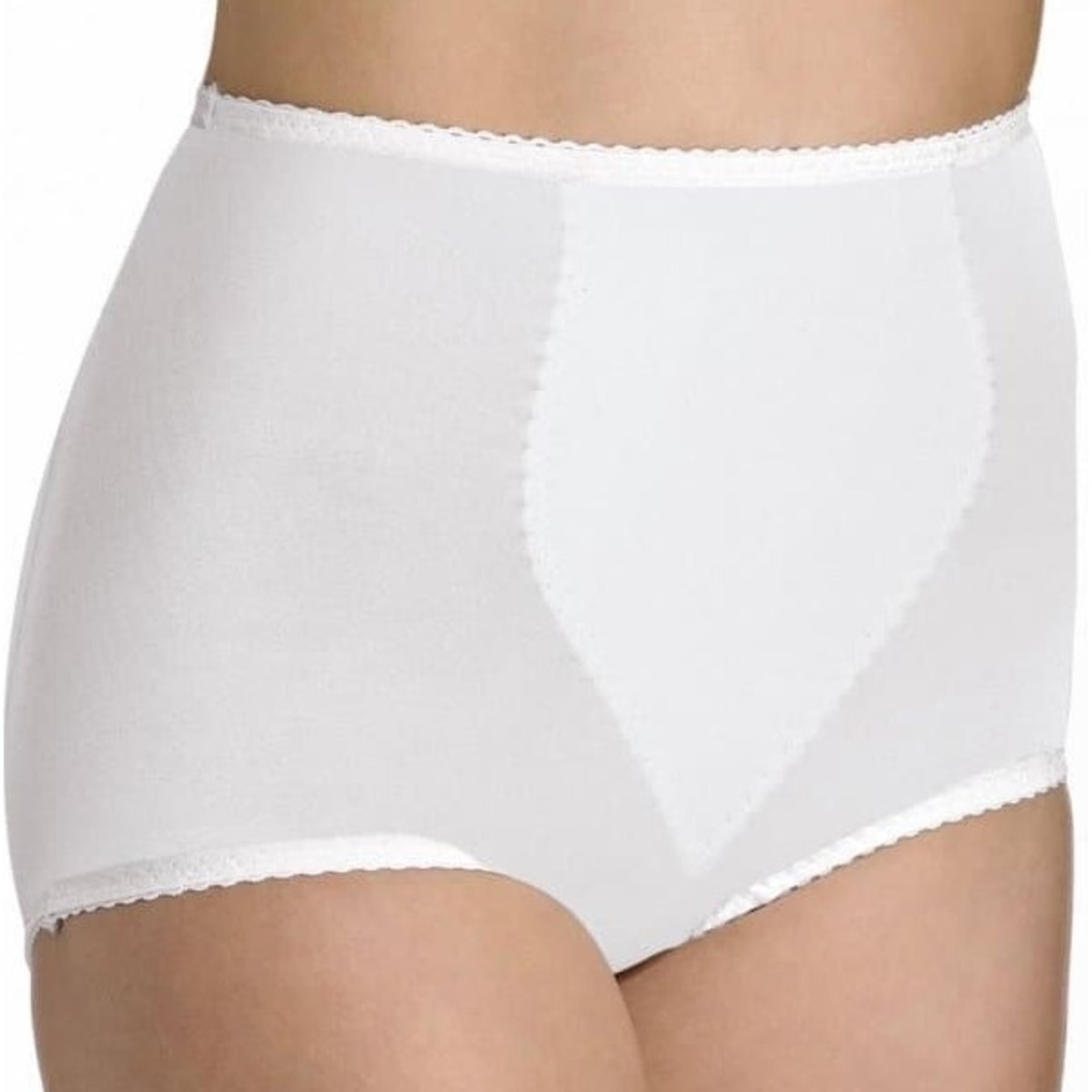 Bali XL 8710 white satin light control slimming shaper brief panties panty